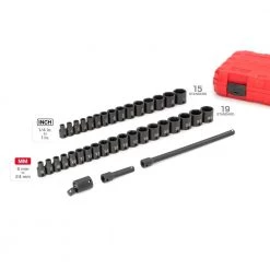 TEKTON 3/8 in. Drive 6-Point Impact Socket Set, 37-Piece (1/4 in. - 1 in., 6 mm - 24 mm) -TEKTON Sales Store tekton impact socket sets sid91402 1d 1000