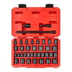 TEKTON 3/8 in. Drive 6-Point Impact Socket Set, 37-Piece (1/4 in. - 1 in., 6 mm - 24 mm)