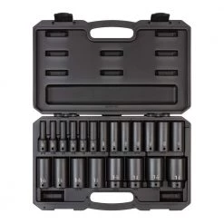 TEKTON 1/2 in. Drive Deep 6-Point Impact Socket Set, 21-Piece (5/16 in. -1-1/2 in.)