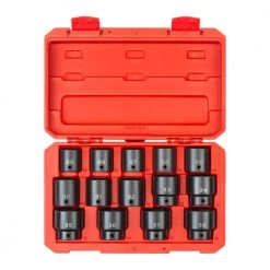 TEKTON 25 mm to 38 mm 1/2 in. Drive 6-Point Impact Socket Set (14-Piece)