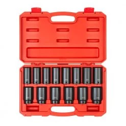 TEKTON 1/2 in. Drive Deep 6-Point Impact Socket Set, 14-Piece (25 mm - 38 mm)