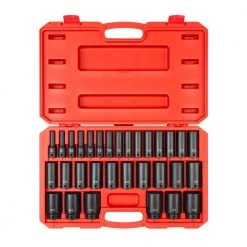 TEKTON 1/2 in. Drive Deep 6-Point Impact Socket Set, 31-Piece (8 mm - 38 mm)