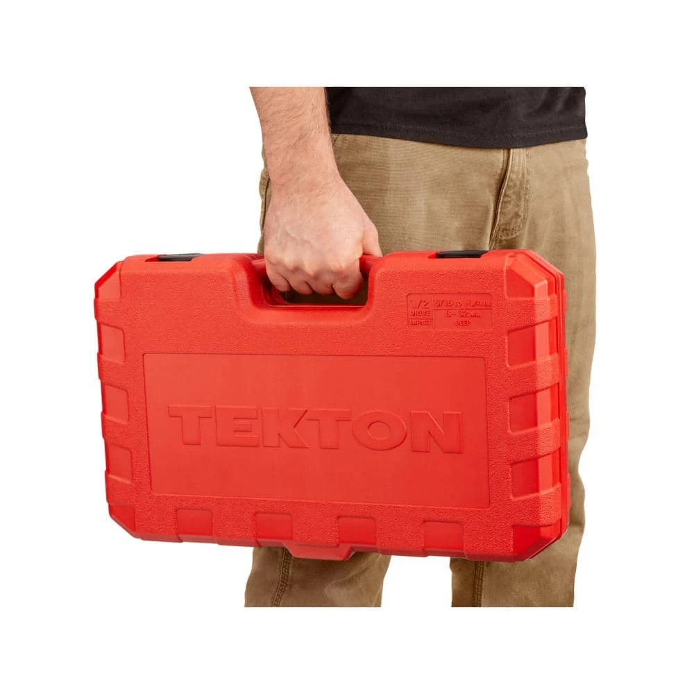 TEKTON 1/2 in. Drive Deep 6-Point Impact Socket Set, 45-Piece (5/16 - 1-1/4 in., 8 mm - 32 mm) 4 TEKTON 1/2 in. Drive Deep 6-Point Impact Socket Set, 45-Piece (5/16 - 1-1/4 in., 8 mm - 32 mm) - Image 4