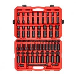 TEKTON 1/2 in. Drive 6-Point Impact Socket Set, 87-Piece (5/16 in. - 1-1/4 in., 8 mm - 32 mm)