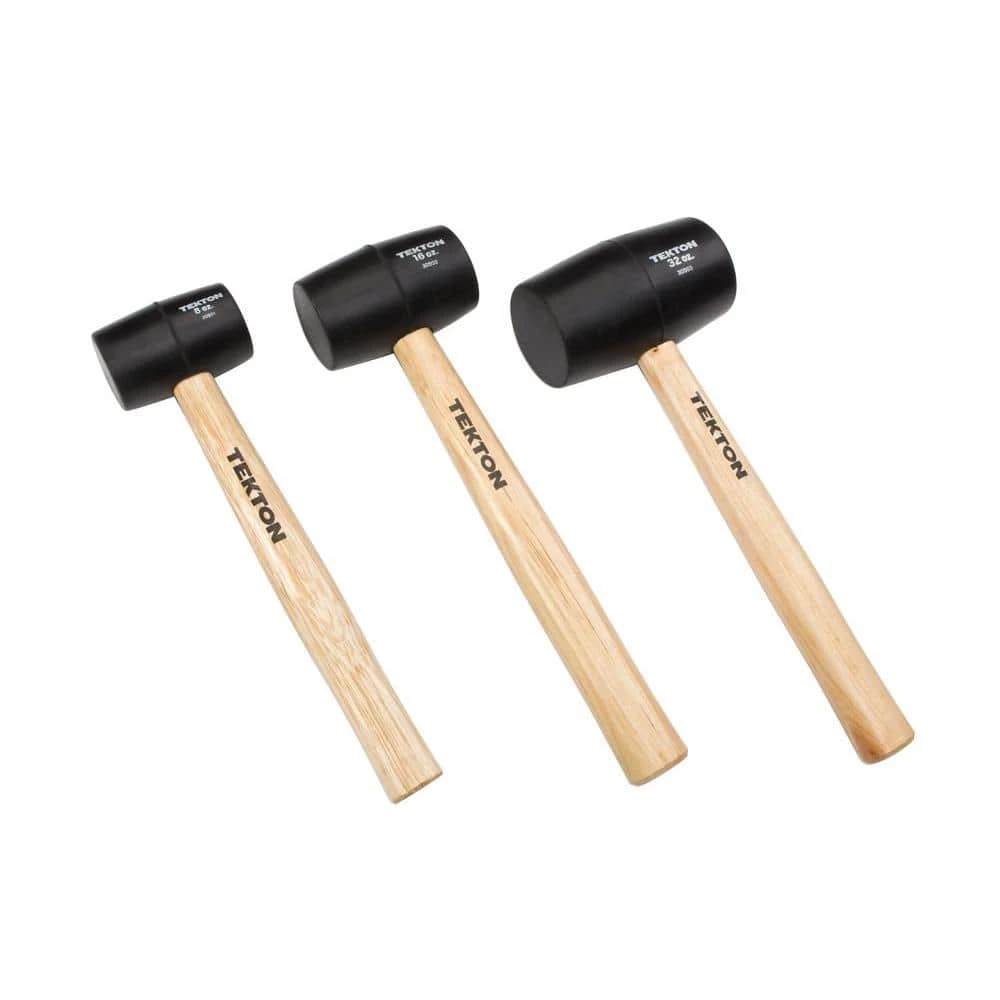 TEKTON 8, 16, 32 oz. Wood Handle Rubber Mallet Set (3-Piece) 1 TEKTON 8, 16, 32 oz. Wood Handle Rubber Mallet Set (3-Piece)