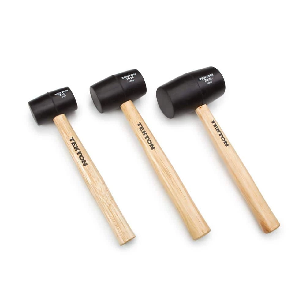 TEKTON 8, 16, 32 oz. Wood Handle Rubber Mallet Set (3-Piece) 2 TEKTON 8, 16, 32 oz. Wood Handle Rubber Mallet Set (3-Piece) - Image 2