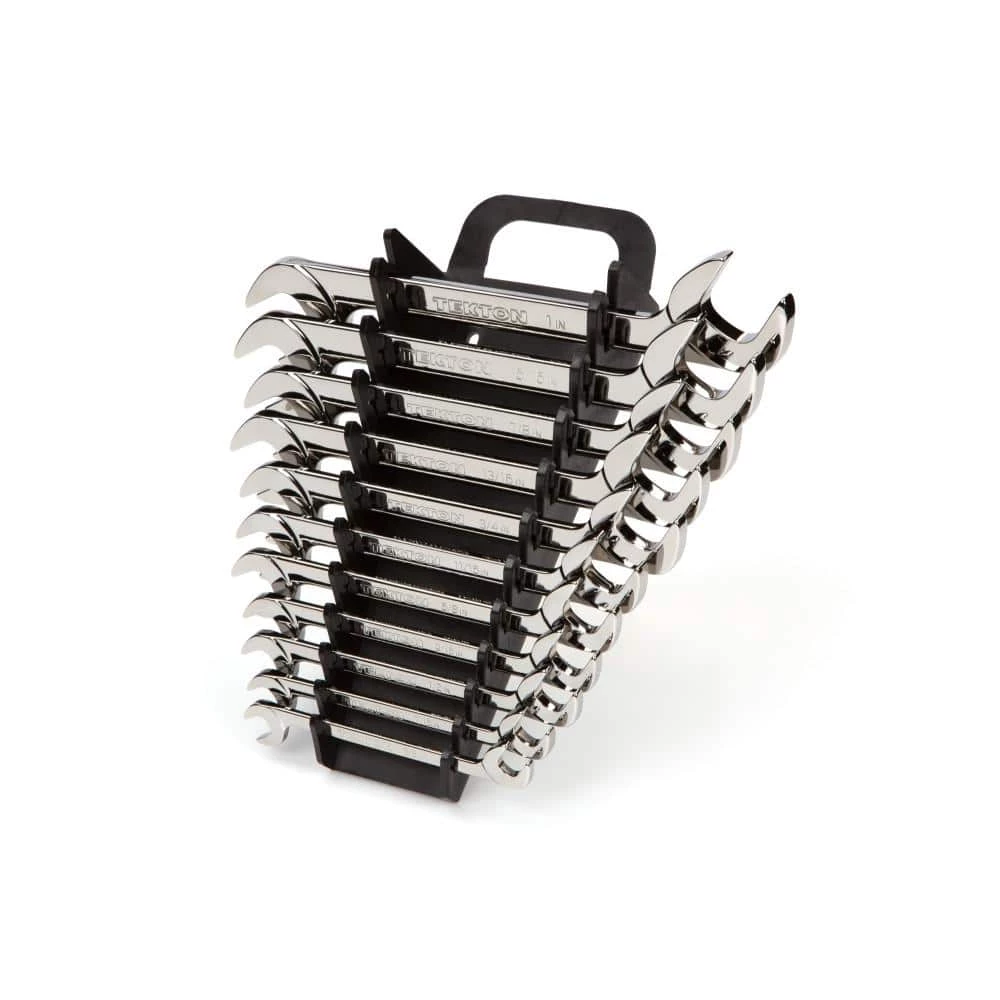 TEKTON 3/8 in. to 1 in. Angle Head Open End Wrench Set Keeper (11-Piece) 1 TEKTON 3/8 in. to 1 in. Angle Head Open End Wrench Set Keeper (11-Piece)