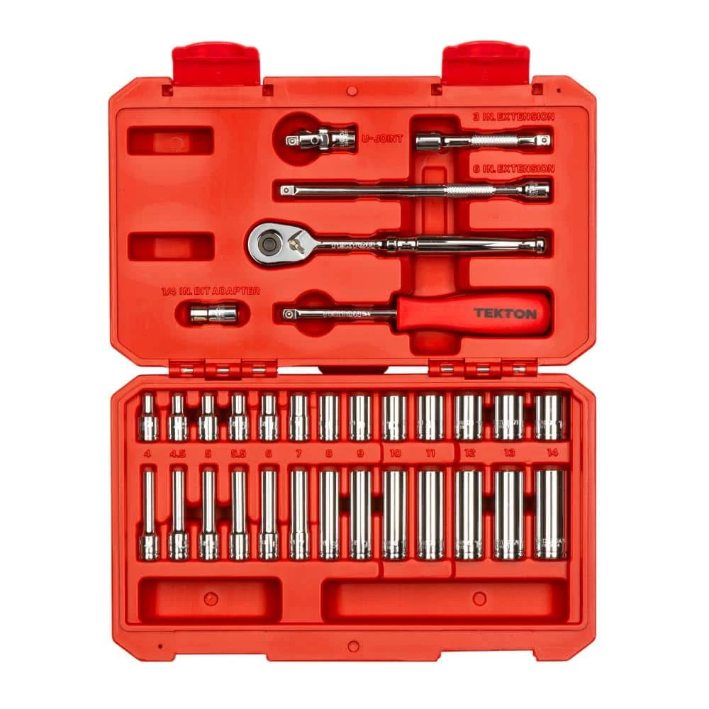 TEKTON 1/4 in. Drive 6-Point Socket and Ratchet Set (33-Piece) 1 TEKTON 1/4 in. Drive 6-Point Socket and Ratchet Set (33-Piece)
