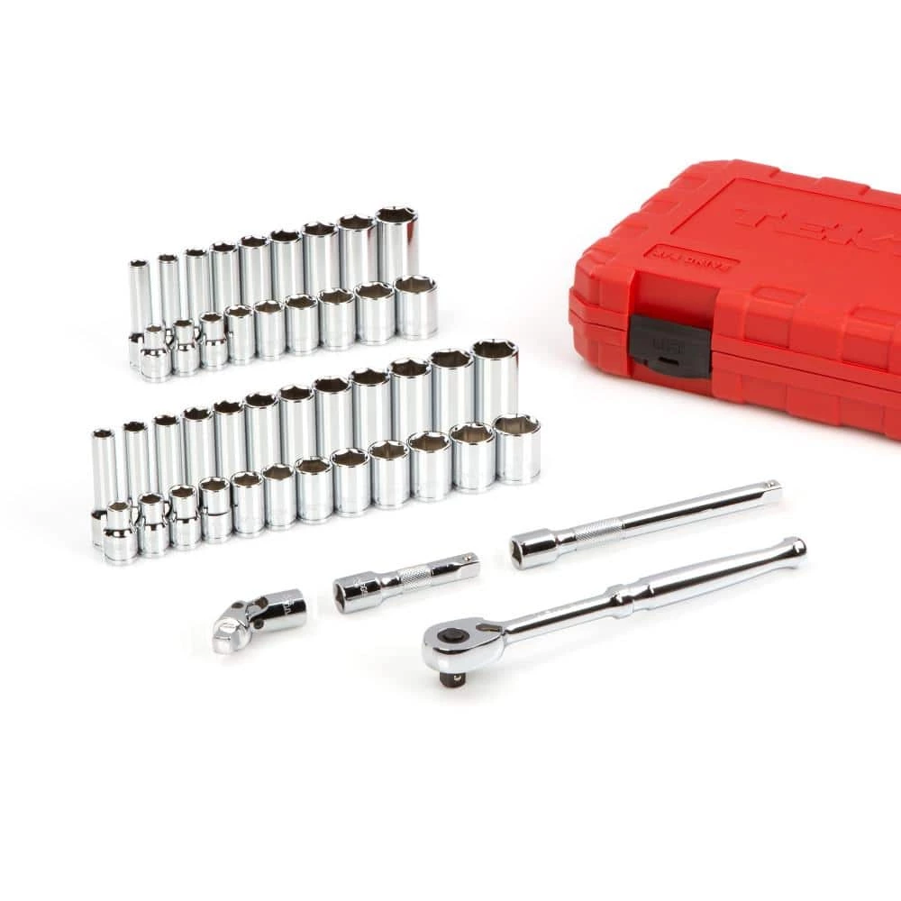 TEKTON 3/8 in. Drive 6-Point Socket and Ratchet Set (47-Piece) (5/16 in. - 3/4 in., 8 mm - 19 mm) 2 TEKTON 3/8 in. Drive 6-Point Socket and Ratchet Set (47-Piece) (5/16 in. - 3/4 in., 8 mm - 19 mm) - Image 2
