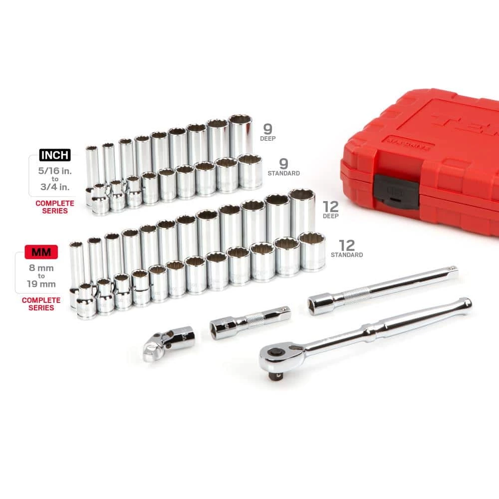 TEKTON 3/8 in. Drive 12-Point Socket and Ratchet Set (47-Piece) 2 TEKTON 3/8 in. Drive 12-Point Socket and Ratchet Set (47-Piece) - Image 2