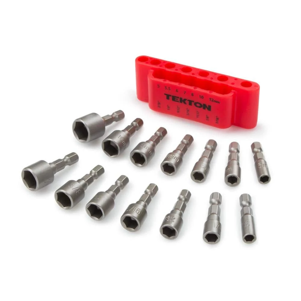 TEKTON 3/16-7/16 in., 5-12 mm Quick-Change Power Nut Driver Bit Set (14-Piece) 1 TEKTON 3/16-7/16 in., 5-12 mm Quick-Change Power Nut Driver Bit Set (14-Piece)