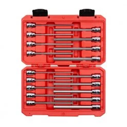 TEKTON 3/8 in. 1/8 in. to 3/8 in. 3 mm to 10 mm Drive Long Hex Bit Socket Set (18-Piece)