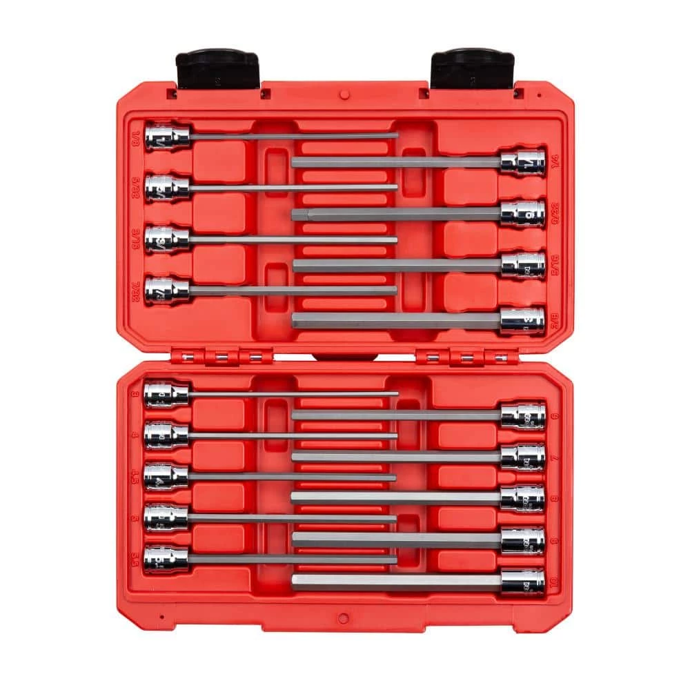 TEKTON 3/8 in. 1/8 in. to 3/8 in. 3 mm to 10 mm Drive Long Hex Bit Socket Set (18-Piece) 1 TEKTON 3/8 in. 1/8 in. to 3/8 in. 3 mm to 10 mm Drive Long Hex Bit Socket Set (18-Piece)